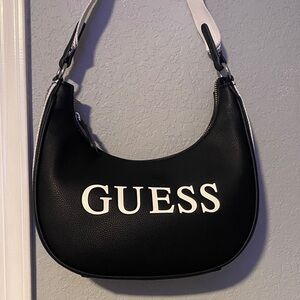 GUESS Black and White Hobo Bag